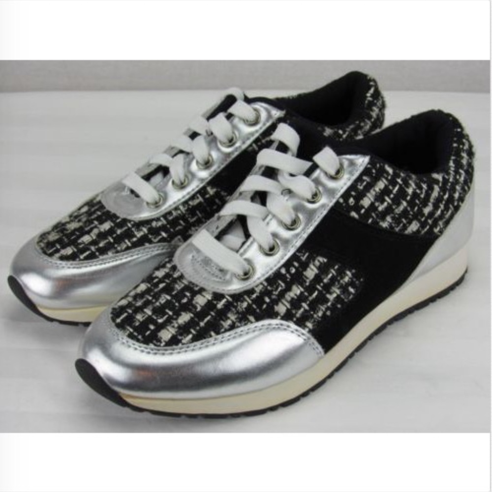 Wild Diva Lounge Tweed Lace Up Fashion Sneakers